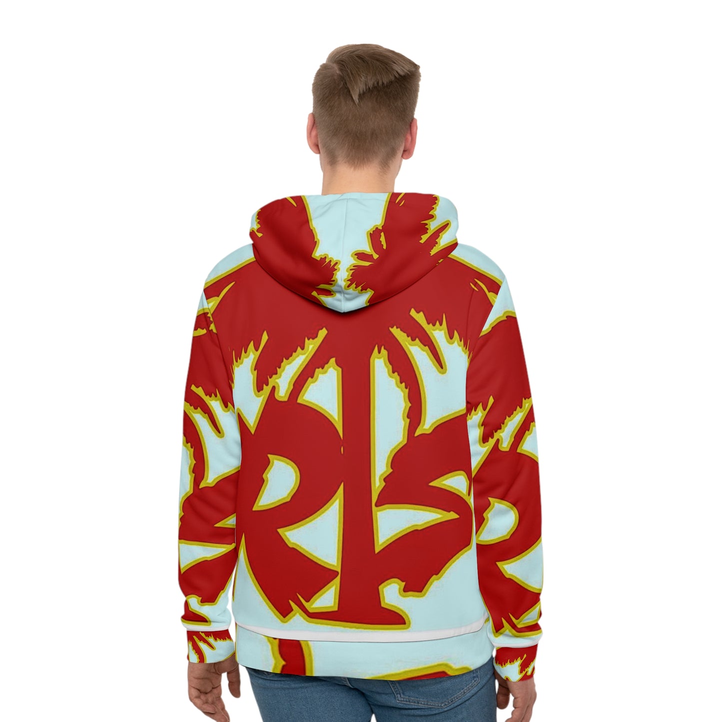 Bold Red Graffiti Hoodie – "Run Thrust Vutation" All-Over Print