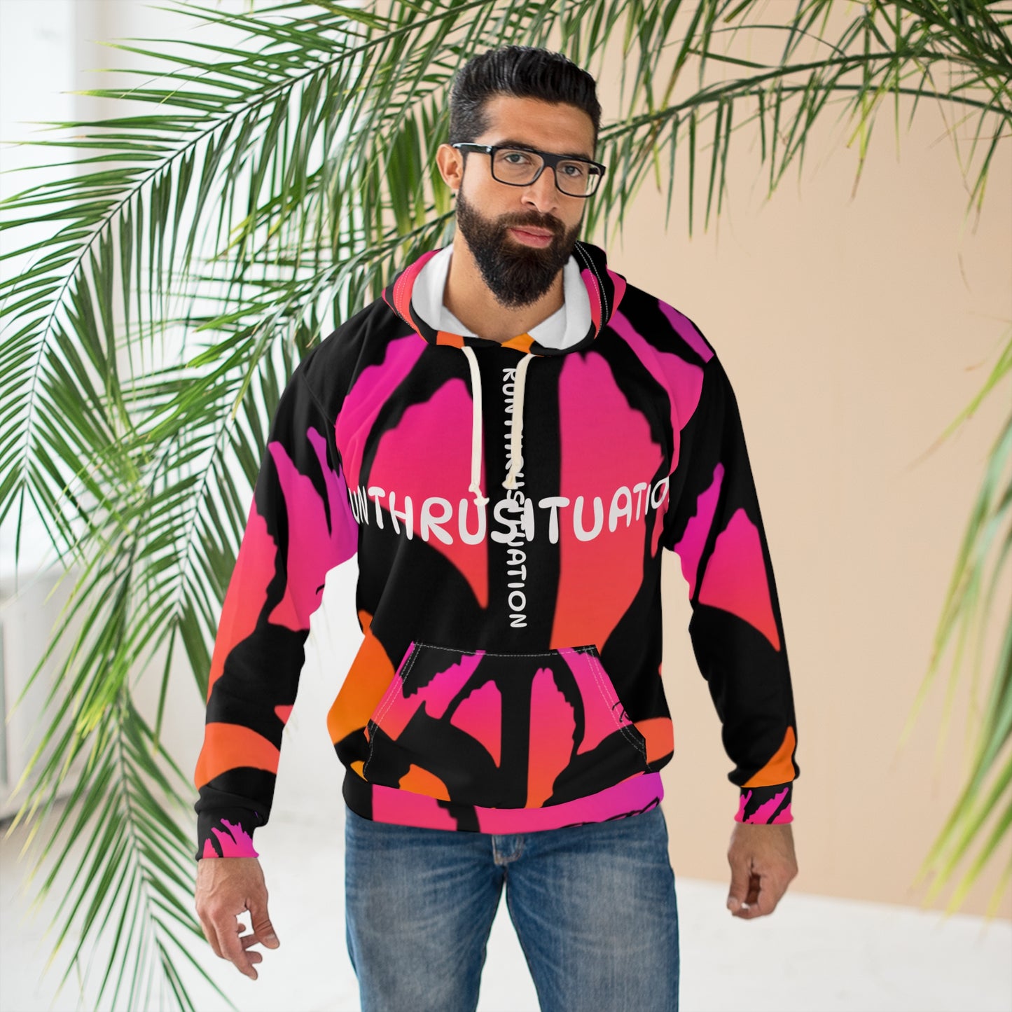 Run Thru Situation Hoodie — Bold Neon Abstract All-Over Pullover