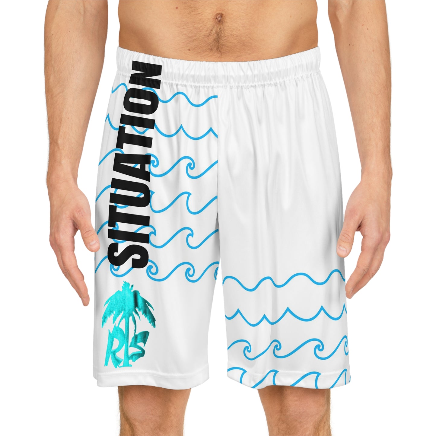 Basketball Shorts — 'Situation' Wave Print AOP Athletic Shorts