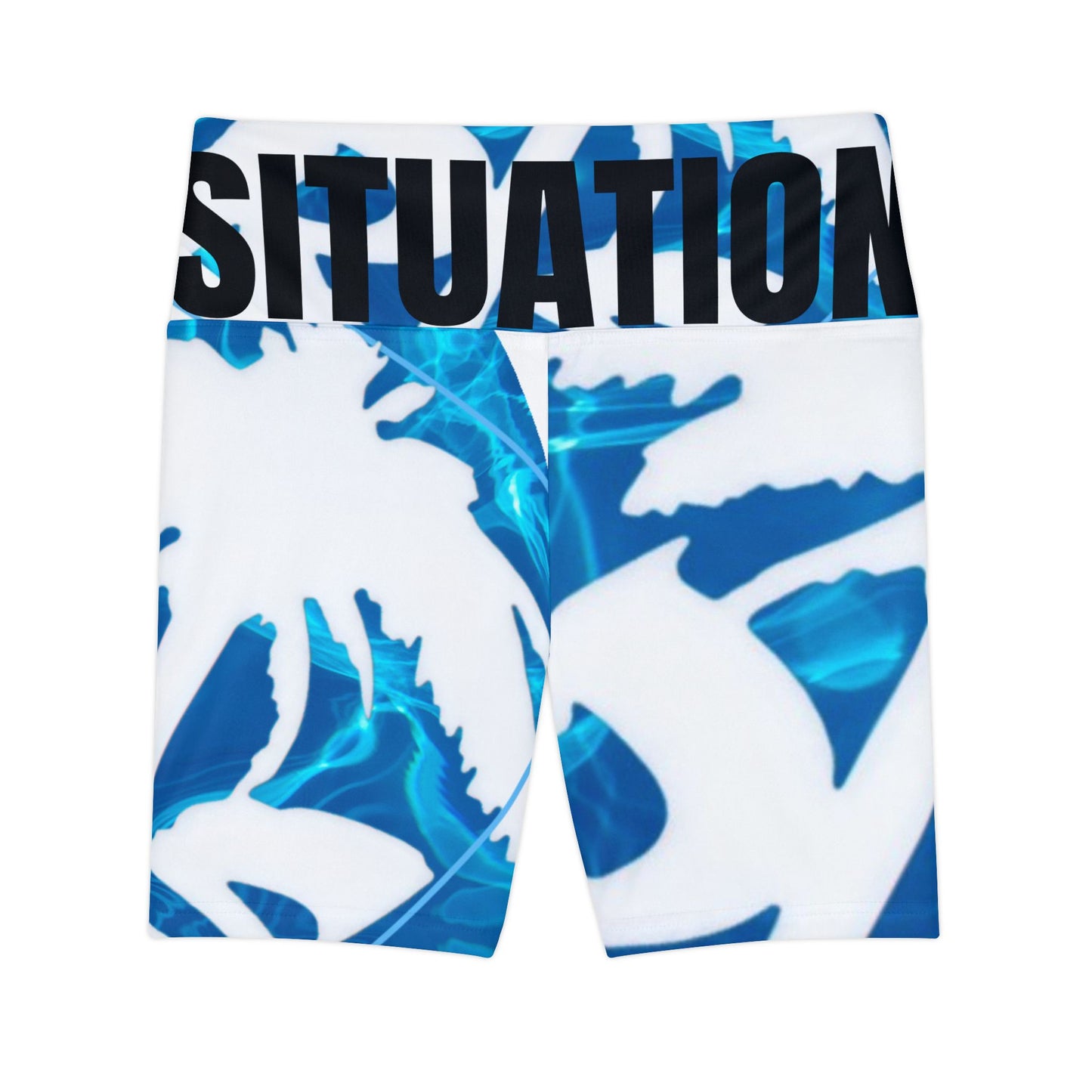 SITUATION Blue Waterprint Women's Workout Shorts