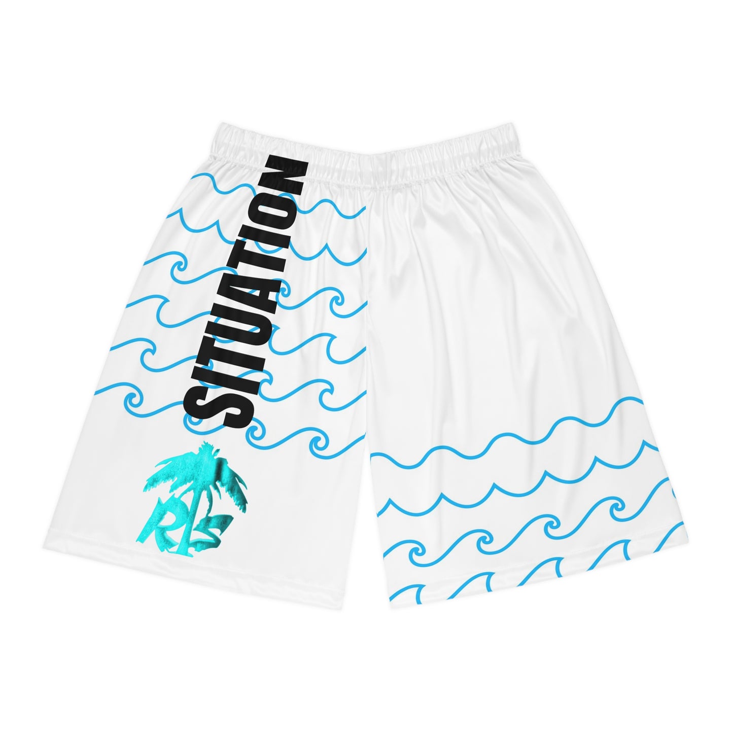 Basketball Shorts — 'Situation' Wave Print AOP Athletic Shorts