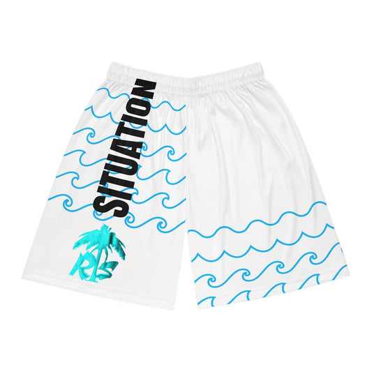 Basketball Shorts — 'Situation' Wave Print AOP Athletic Shorts