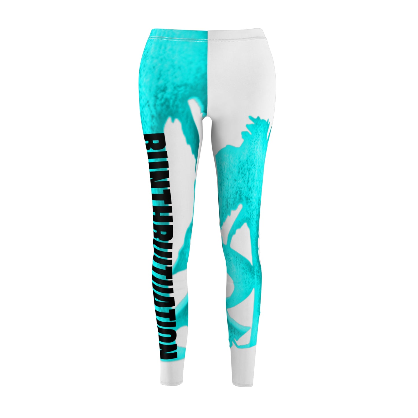 Turquoise Abstract Skull Leggings – Women's Graphic Activewear
