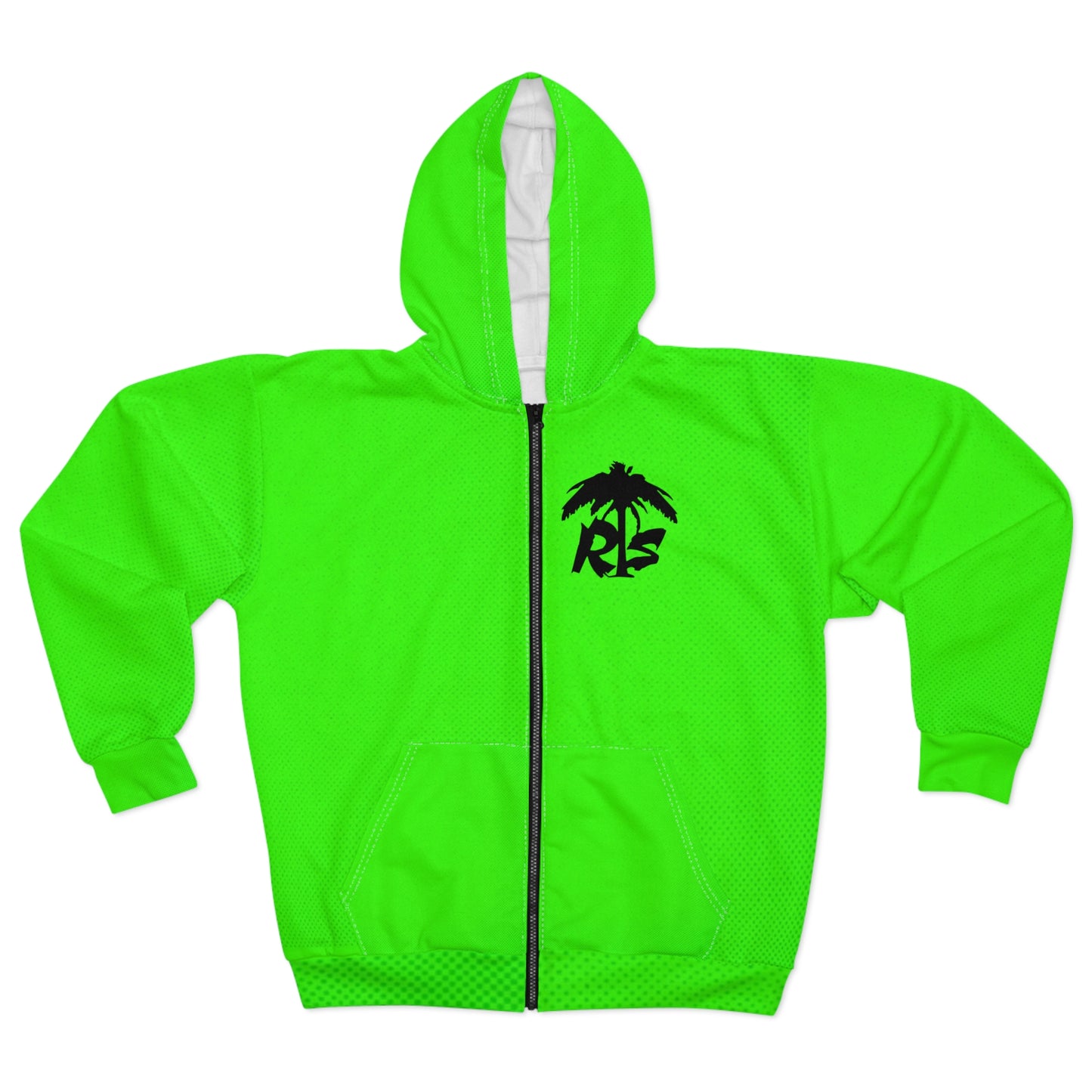Neon Palm Zip Hoodie — RLS Graphic Zip-Up