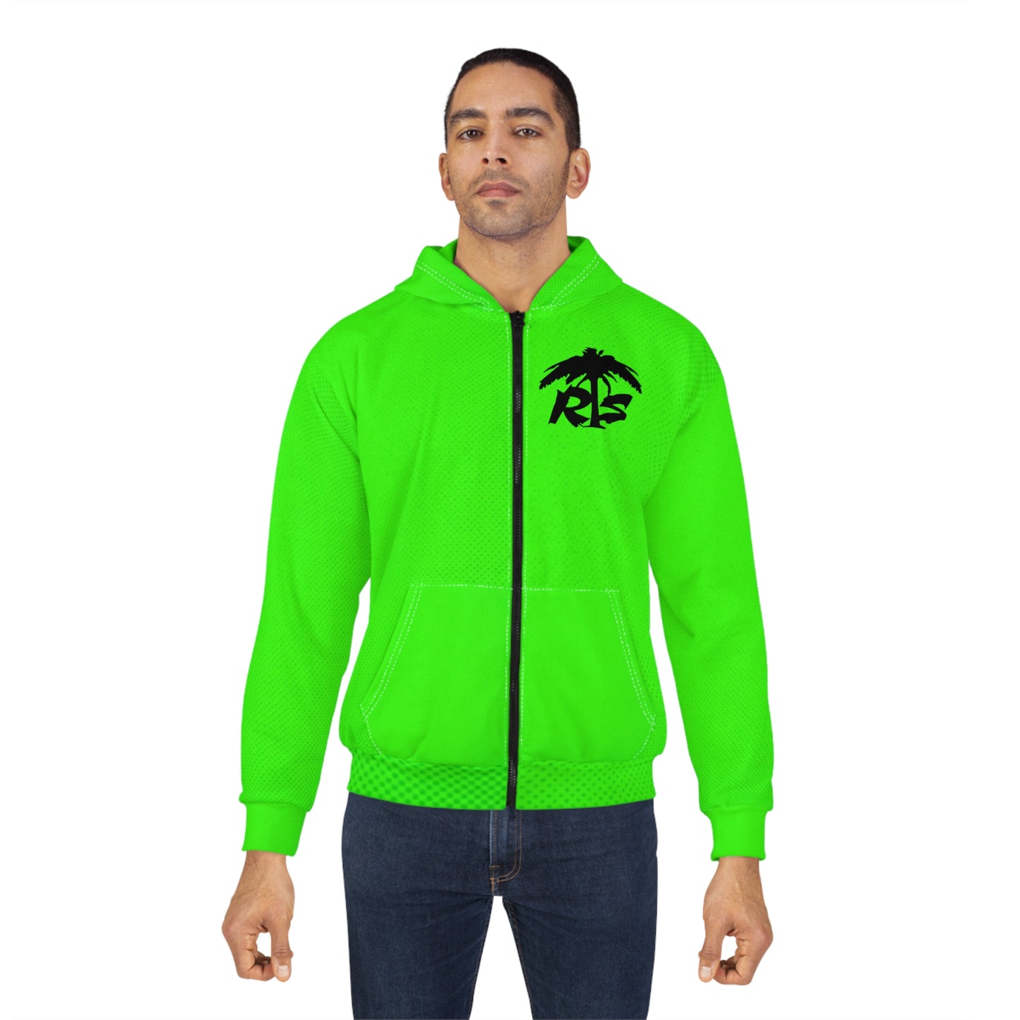 Neon Palm Zip Hoodie — RLS Graphic Zip-Up