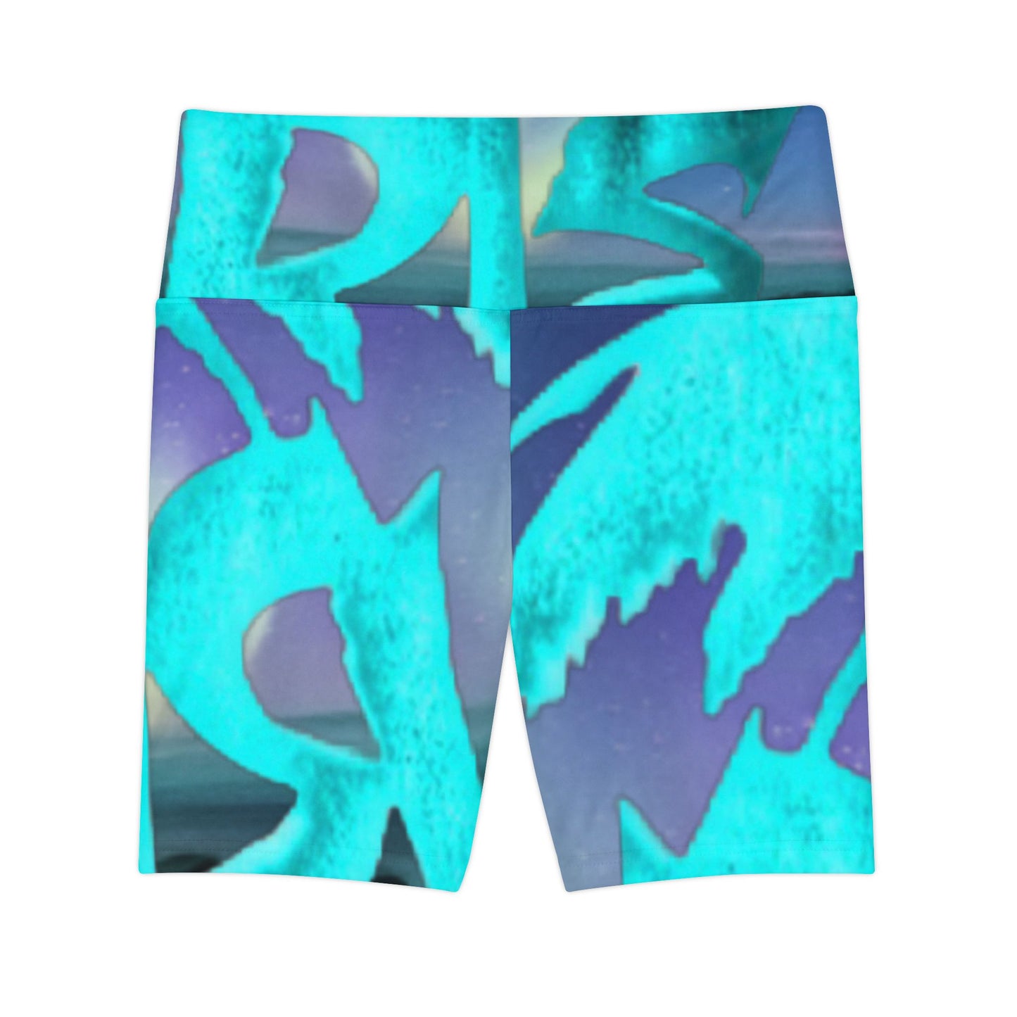Women's Workout Shorts - Teal Ocean Abstract All-Over Print
